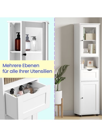 VASAGLE Badezimmerschrank Sofie in Weiß - (B)40 x (H)165 x (T)30 cm