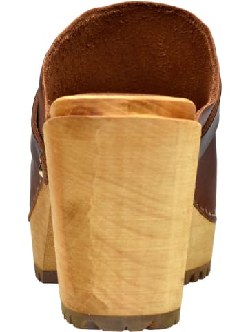 Sanita Comfortwear Clog "Wood-Peleni Chunk Open" in Braun