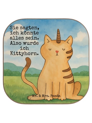 Mr. & Mrs. Panda Tassenuntersetzer Einhorn Katze Design mit Spruch in Weiß