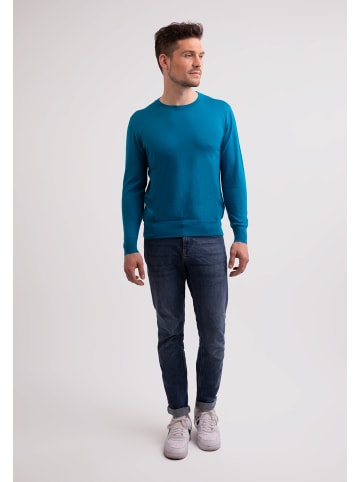 CASH-MERE.CH Rundhals Pullover in Mykonos Blau