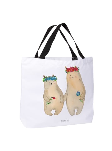Mr. & Mrs. Panda Shopper Tasche Bären mit Blumenkranz ohne Spruch in Weiß