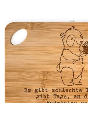 Mr. & Mrs. Panda holzschneidebrett Panda Badminton  mit Spruch in Braun