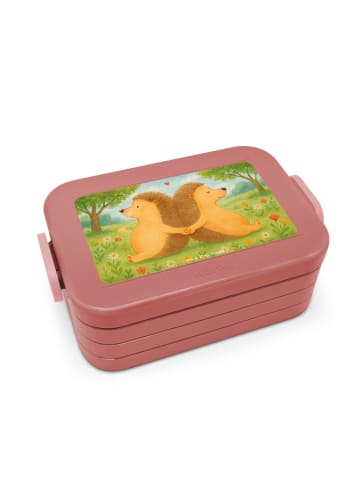 Mr. & Mrs. Panda Lunchbox Igel händchenhaltend Design ohne Spruch in Rot Pastell