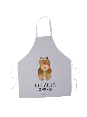 Mr. & Mrs. Panda Schürze Bär Kommunion mit Spruch in Grau Pastell