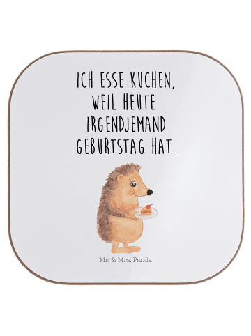 Mr. & Mrs. Panda Glasuntersetzer Igel Kuchenstück mit Spruch in Weiß