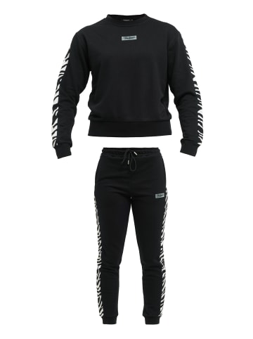 Tom Barron Freizeitanzug Tom Barron Zebra Pattern Sweatshirt And Pant Set in black