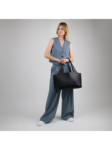 FEYNSINN Leder-Add On Shopper 13" Full Set echt Leder Damen Businesstasche 13 Zoll schwarz in schwarz