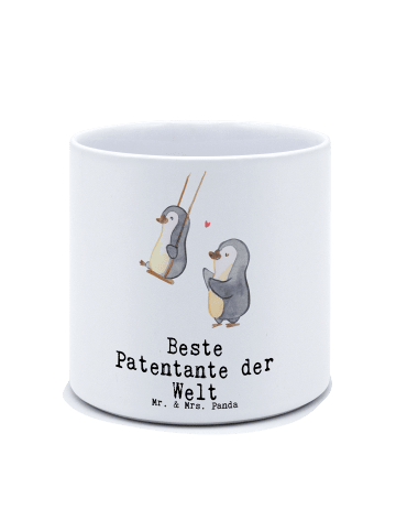 Mr. & Mrs. Panda XL Blumentopf Pinguin Beste Patentante der Welt... in Weiß