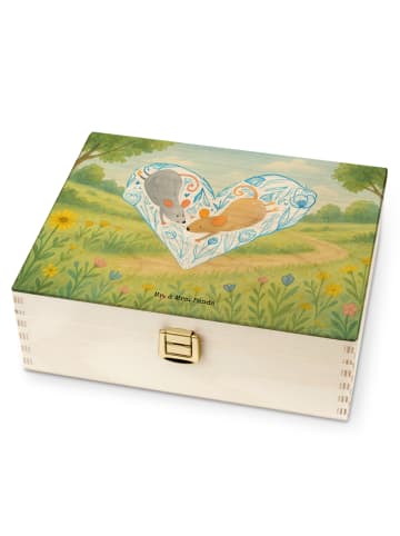 Mr. & Mrs. Panda Holz Teebox Mäuse Herz Design ohne Spruch in Weiß