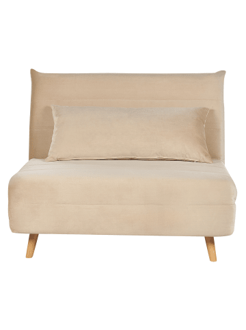 Beliani Schlafsofa SETTEN in Beige/Heller Holzfarbton - (W) 104 x (H) 82 x (L) 90 cm