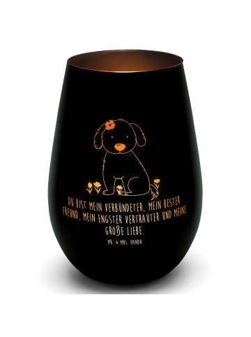 Mr. & Mrs. Panda Kerzenhalter Hund Dame mit Spruch in Schwarz
