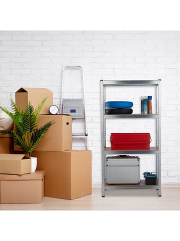 relaxdays 2 x Schwerlastregal in Silber - (B)60 x (H)138 x (T)30 cm