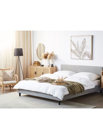 Beliani 9-tlg Doppelbett mit LED FITOU in Grau