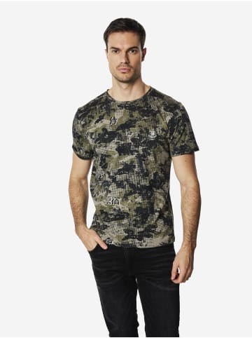 KOROSHI Crew cotton all over t-shirt in khaki