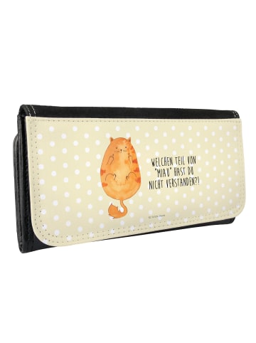 Mr. & Mrs. Panda Frauen Portemonnaie Katze Mittelfinger mit Spruch in Gelb Pastell