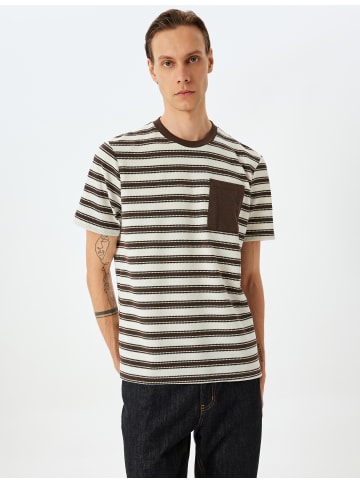KOTON TSHIRT SS BSC in Braun Gestreift