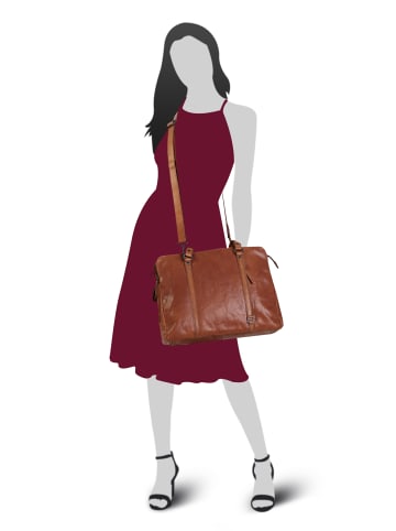 SPIKES & SPARROW Shopper LAPTOP SHOULDERBAG echt Leder in cognac