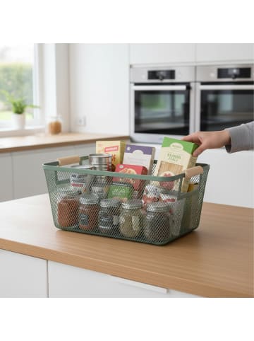 relaxdays Drahtkorb in Mint - (B)37 x (H)16,5 x (T)22,5 cm