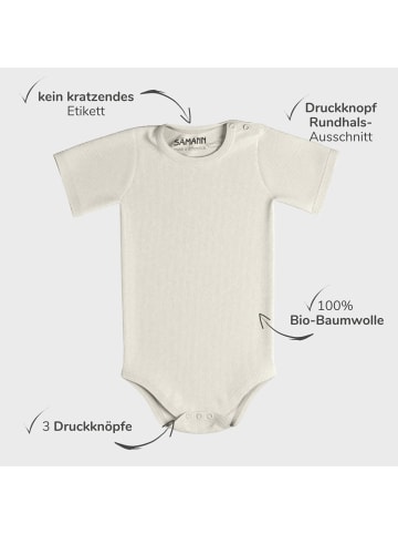 Sämann Baby Body aus 100% Bio-Baumwolle Druckknopf kurzarm gerippt Coconut Milk