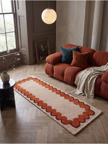 KADIMA DESIGN Wollteppich fussbodenheizung-geeignet WAVENEY handgetuftet retro in Orange