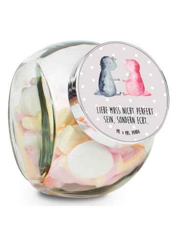 Mr. & Mrs. Panda Bonbonglas Axolotl Liebe mit Spruch in Grau Pastell