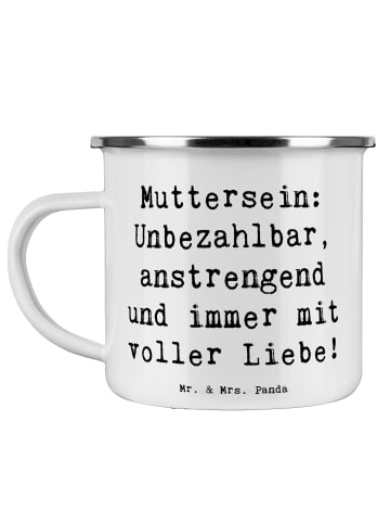 Mr. & Mrs. Panda Emaille Tasse Spruch Mutter Liebe mit Spruch in Weiß