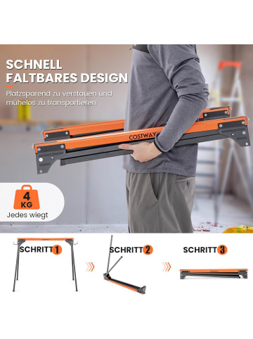 COSTWAY Sägebock 2er Set in Schwarz