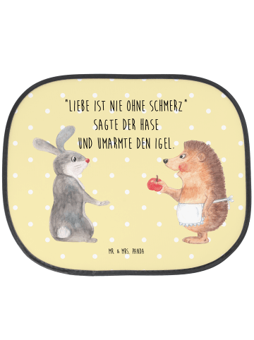 Mr. & Mrs. Panda Sonnenschutz Auto Hase Igel mit Spruch in Gelb Pastell