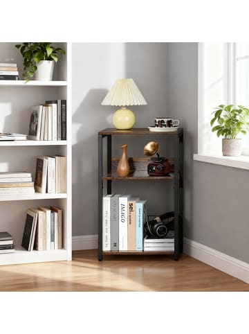 relaxdays Plattenspieler Tisch in Braun/Schwarz - (B)40 x (H)65 x (T)30 cm