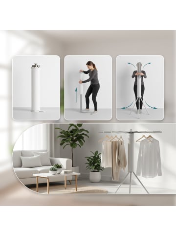 relaxdays Wäscheständer in Weiß/ Silber - (H)121 x Ø112 cm