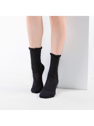 MUNADUNA 4er-Pack Lochmuster Kreis-Mittelsocken in Schwarz