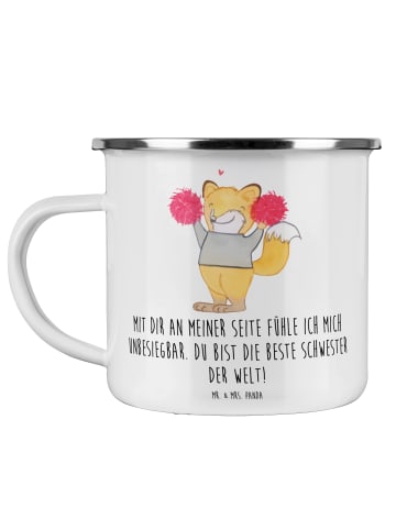 Mr. & Mrs. Panda Kaffeebecher Beste Schwester mit Spruch in Weiß