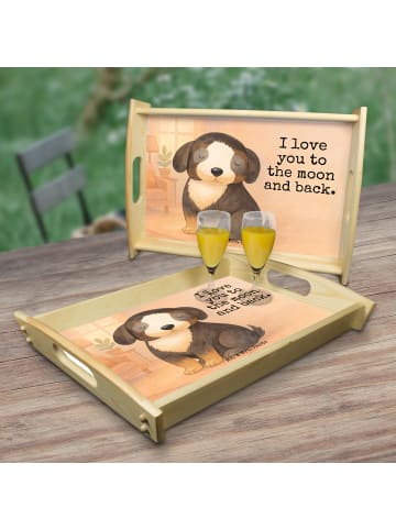 Mr. & Mrs. Panda Sofa Tablett Hund Entspannen Design mit Spruch in Weiß