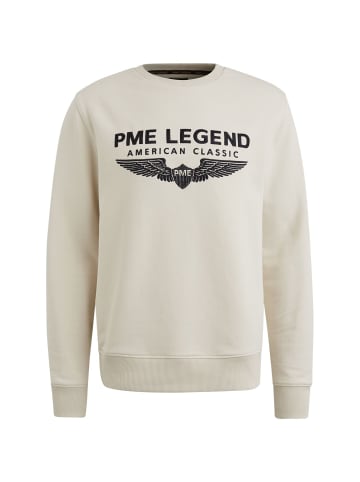 PME Legend Pullover CREWNECK LOGO CARRIER in Beige