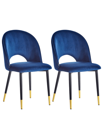 Beliani 2er-Set Esszimmerstuhl MAGALIA in Blau/Schwarz/Gold