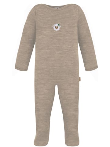 Normani Outdoor Sports 2x MERINO Babystrampler Levin in Grün/Beige
