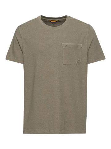 Camel Active Kurzarm T-Shirt aus Baumwoll-Leinen-Mix in Khaki