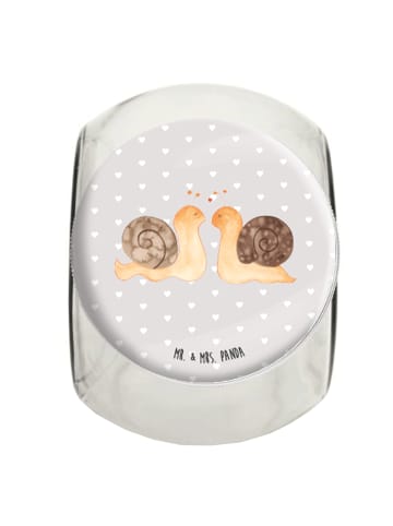 Mr. & Mrs. Panda Bonbonglas Schnecken Liebe ohne Spruch in Grau Pastell