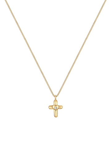 Elli Halskette 925 Sterling Silber Herz, Kreuz in Gold