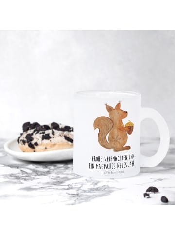 Mr. & Mrs. Panda Teetasse Eichhörnchen Weihnachtszeit mit Spruch in Transparent