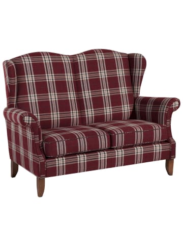 58 aufm Kessel SOFA 2-Sitzer Katria Bezug Flachgewebe Buche nussbaum / rot