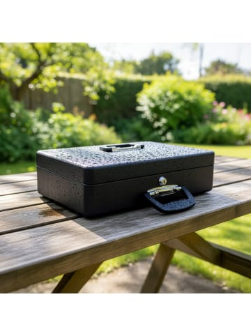 relaxdays Geldkassette in Schwarz - (B)37 x (H)10 x (T)28 cm