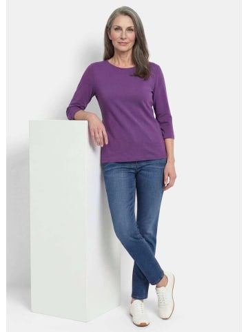 GOLDNER Basic Shirt mit U-Boot-Ausschnitt in lila