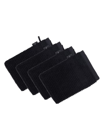Vossen 4er Pack Waschhandschuh in schwarz
