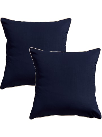 Erwin Müller Nicky-Velours, Samt Kissenhülle 2er-Pack Manchester in marine
