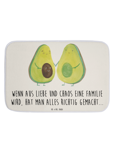 Mr. & Mrs. Panda Badezimmerteppich Avocado Pärchen mit Spruch in Weiß