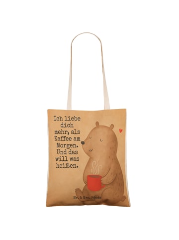 Mr. & Mrs. Panda Einkaufstasche Bär Morgenkaffee Design mit Spruch in Weiß