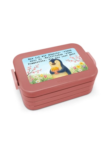 Mr. & Mrs. Panda Lunchbox Pinguin Frühling Pommes Design mit Spruch in Rot Pastell