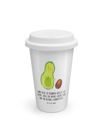 Mr. & Mrs. Panda To Go Becher Avocado Kern rollt mit Spruch in Weiß