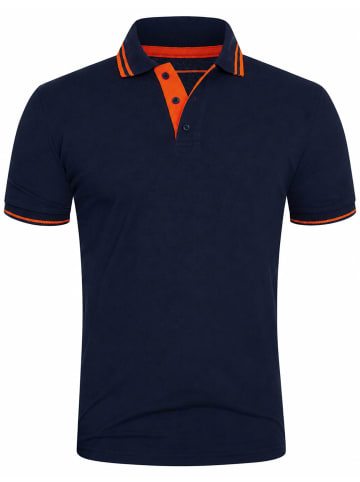 Rello & Reese  Poloshirt - RRCOLIMA Kurzarm Polo-Hemd T-Shirt in Navy-Orange